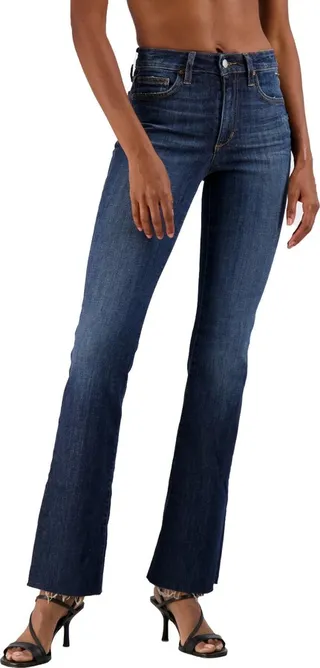 Womens High Rise Raw Hem Bootcut Jeans