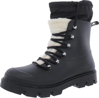 Freely Womens Faux Fur Water Resistant Combat & Lace-up Boots