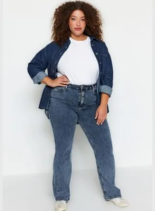 Blue Rise Waist Wide-Cut Jeans TBBAW24CJ00055