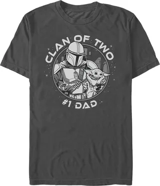 Men's Star Wars The Mandalorian Father's Day Grogu and Mando Clan of Two T-Shirt - Charcoal - Large