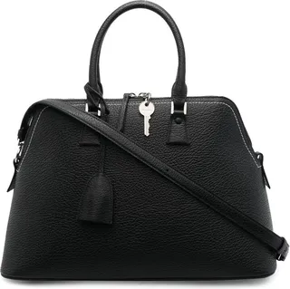 Multi-Pocket Leather Tote Bag