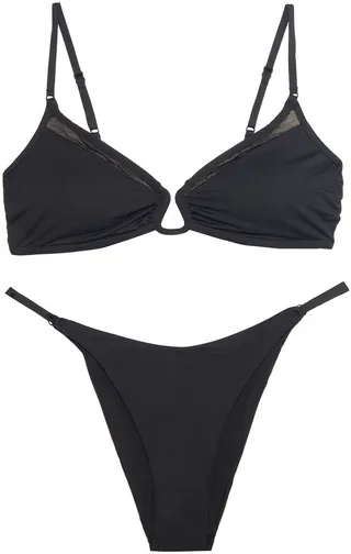 Brighton mesh-trimmed ruched bikini