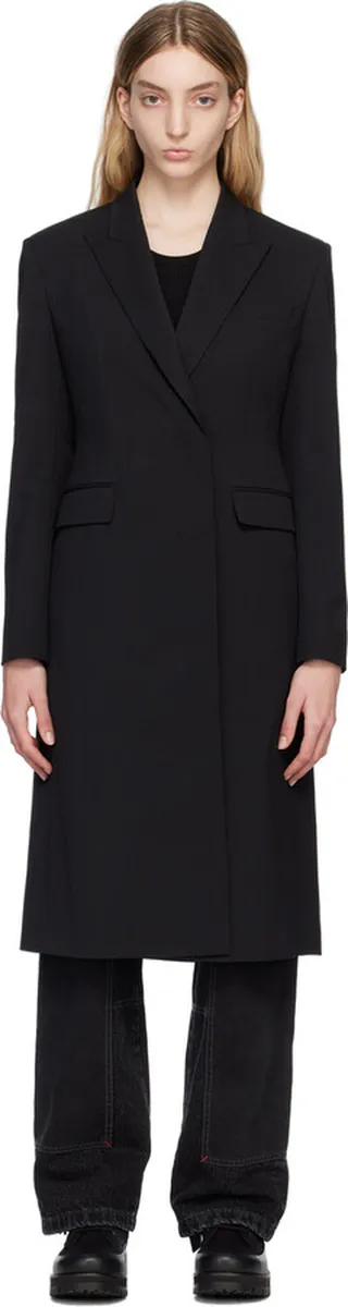 Juun.J Black Peaked Lapel Coat