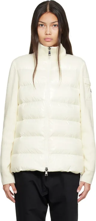 Moncler White Padded Down Cardigan
