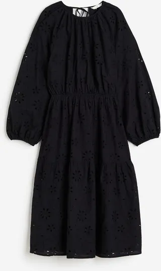 Eyelet embroidered Tie-detail Dress