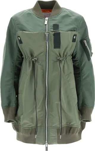 Long Nylon Bomber Jacket