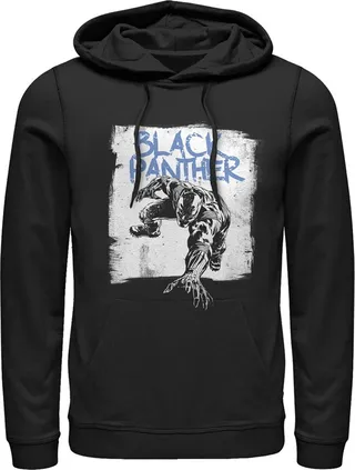 Men's Marvel Black Panther Paint Print Pull Over Hoodie - Black - Medium