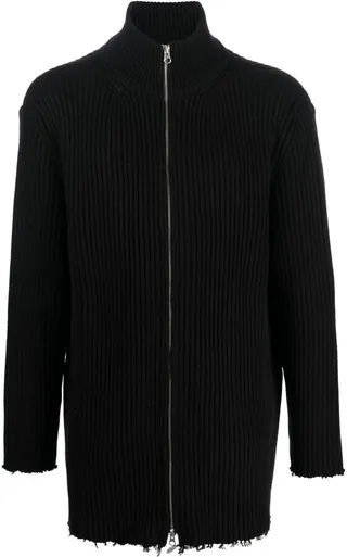 Distressed Zip-Up Jumper