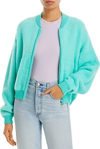 Essentiel Antwerp Dreamy Fuzzy Knit Bomber Jacket
