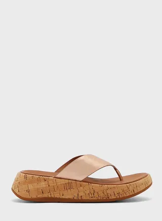 F-Mode Cork Flatform Toe Post Sandals