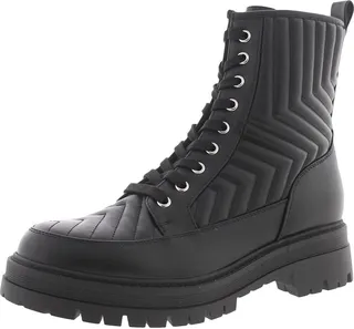 Pierce Womens Round Toe Ankle Combat & Lace-up Boots