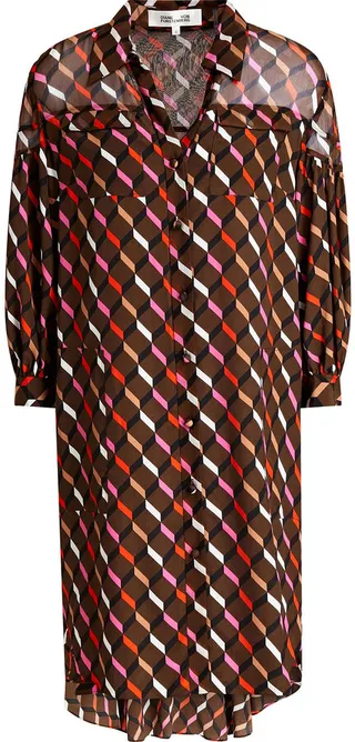 Paige printed georgette and crepe de chine mini shirt dress