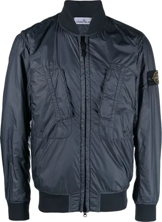 Logo-Patch Zip-Up Bomber Jacket