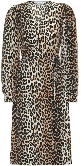 Leopard-printed silk-blend dress