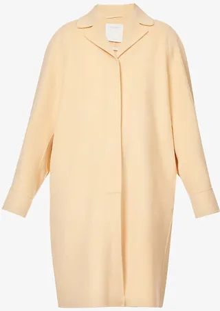 Womens Vanilla Fernet Brushed-texture Wool Coat
