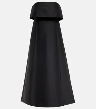 Strapless cotton and wool-blend midi dress