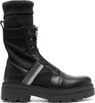 Bead-Embellished Combat Boots
