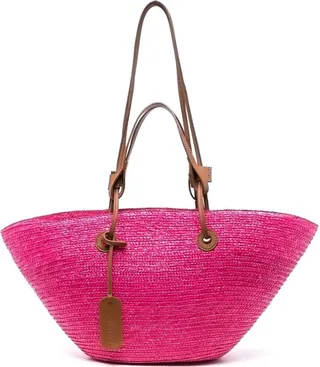 Trapeze Woven-Wicker Tote Bag