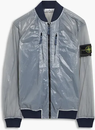 Appliquéd shell bomber jacket