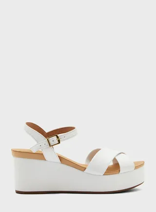 Ankle Strap Mid Heel Wedge Sandals