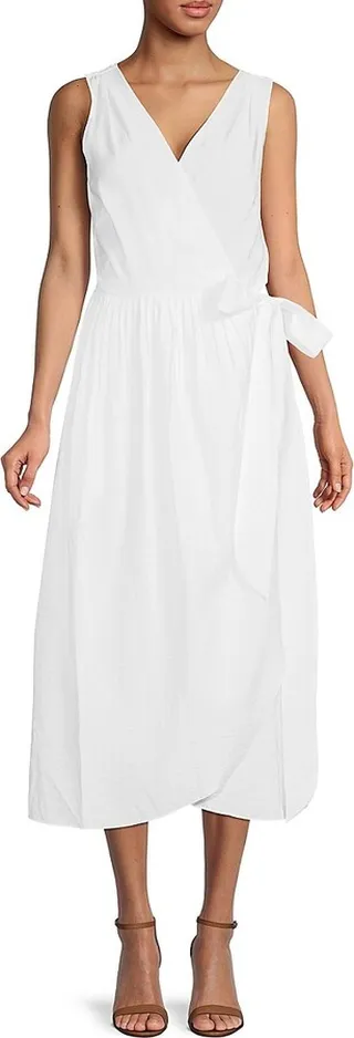 Solid Midi Wrap Dress