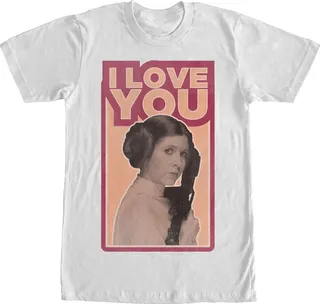 Men's Star Wars Princess Leia Quote I Love You T-Shirt - White - Medium