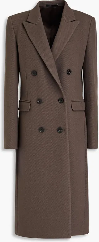 Double-breasted wool-blend coat