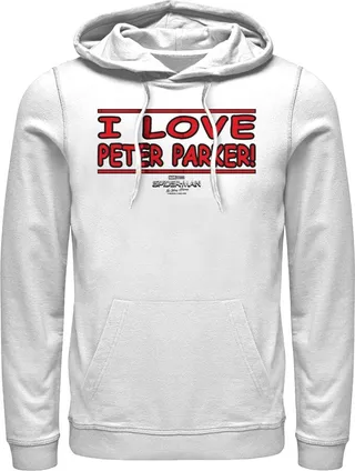 Men's Marvel Spider-Man: No Way Home I Love Peter Parker Pull Over Hoodie - White - Large