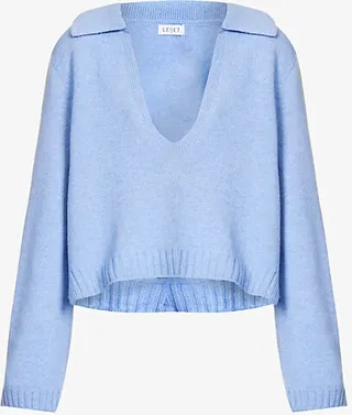 Womens Cornflower Blue Zoe V-neck Knitted Jumper