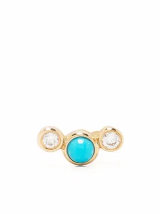 14kt yellow gold Crescent topaz and diamond stud earring