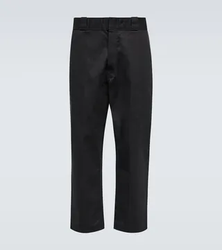 Cropped cotton-blend twill pants