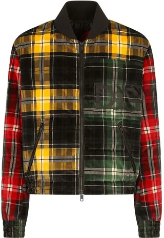 Plaid Patchwork Bomber Jacket