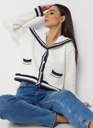 Textured Two Tone Cardigan