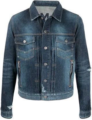 Distressed-Effect Denim Jacket