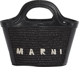 Tropicalia raffia and leather mini basket bag