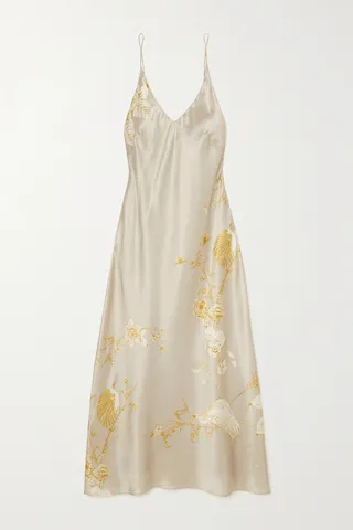 Carine Gilson - Floral-print Silk-satin Chemise - Neutrals