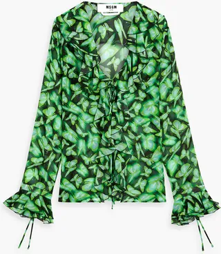 Ruffled printed georgette blouse