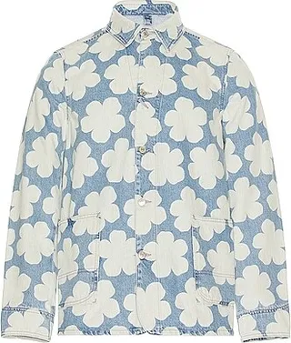 Kenzo Printed Workwear Denim Jacket in Blue