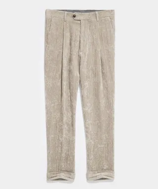 Italian Corduroy Madison Suit Pant in Warm Grey