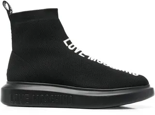 Embroidered-Logo High-Top Sneakers