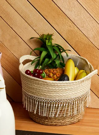 Storage Basket With Fringing