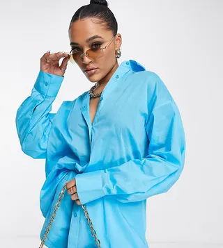 ASYOU oversized cotton shirt in aqua