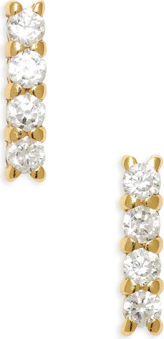 Teeny Pavé Bar Stud Earrings