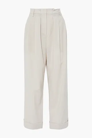 Cropped wool straight-leg pants