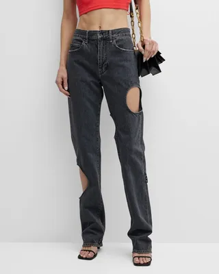 Meteor Cool Cutout Baggy Straight-Leg Jeans