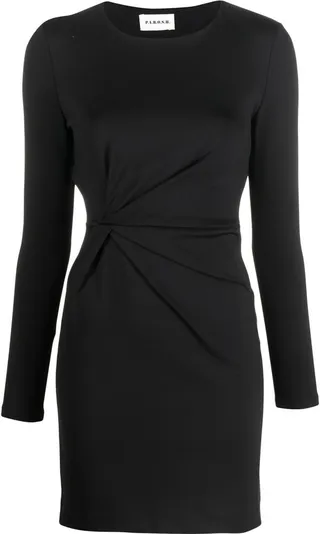 Ruched Long-Sleeve Mini Dress