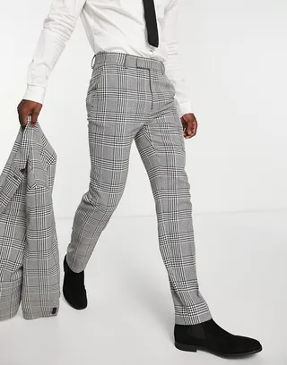 ASOS DESIGN skinny mix and match suit pants in black and white puppytooth check