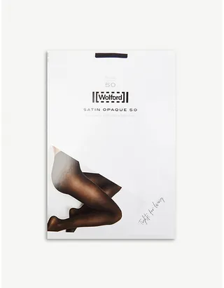 Womens Black atin Opaque 50 Tights