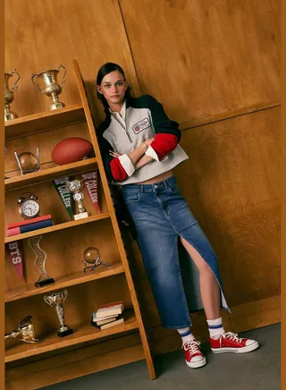 Woman Long Fit Denim Skirt
