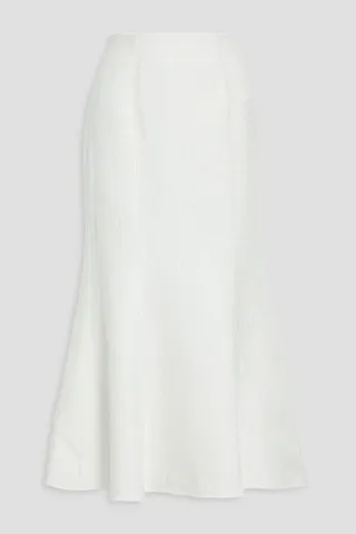 Fluted floral-jacquard midi skirt